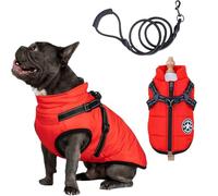 Dog Winter Coat,Pet Traction Warm Vest,Reflective Dog Winter Clothes,3 In 1 Winter Jacket For Dogs,Waterproof Windproof Dog Cold Weather Vest With Zipper Easy Wear,for Small Medium Large Dog(Red,Mediu