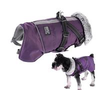 Dog Winter Coat, Reflective Dog Fleece Jacket, Adjustable Pet Apparel, Waterproof Windproof Costume for Hiking, Walking, Camping, Skiing