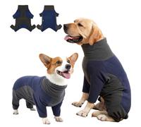 Dog Winter Coat Soft Fleece Dog Clothes for Cold Weather, Warm Dogs Pullover Pajamas Cozy Cold Weather Jacket Full Body Suit Windproof Fleece Sweater for Dogs Walking Hiking Sleeping (Blue L)