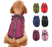 Dog Winter Coat, Sport - Waterproof Winter Jacket with Built-in Harness, 3 in 1 Windproof Snow Jacket with Zipper, Winters Warm Harness Coats for All Dogs/Cats