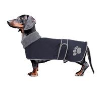 Dog Winter Coat Thermal Quilted Dachshund Coat,with warm flannel Lining,Geyecete waterproof Outdoor Dog Apparel with Adjustable Bands for Small,Medium,Large Dog-Navy-M
