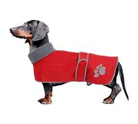Dog Winter Coat Thermal Quilted Dachshund Coat,with warm flannel Lining,Geyecete waterproof Outdoor Dog Apparel with Adjustable Bands for Small,Medium, Large Dog-Red-S