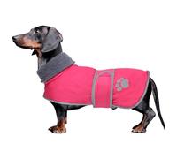 Dog Winter Coat Thermal Quilted Dachshund Coat,with warm flannel Lining,Geyecete waterproof Outdoor Dog Apparel with Adjustable Bands for-Pink-XS