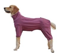 Dog Winter Coat,Thickened High-Collar Dog Cold Weather 4-Leg Warm Jumsuit Pet Stretch Striped Onesie Pajamas for Small Medium Large Dogs_3XL(Purple)