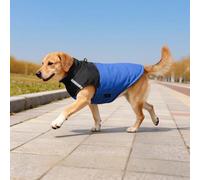 Dog Winter Coat - Upgraded & Thickened Three-Layer, Reflective Windproof Waterproof 2 in 1 Dog Jacket, Cold Weather Coat with Zipper & Leash Hole for Small Medium Large Dogs (Bule, M 5.5-9.9lbs)