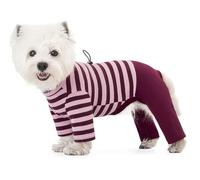 Dog Winter Coat, Warm Cotton Dog Cold Weather Coats, Striped Round Neck Dog Pajamas, Long Sleeves Dog Jumpsuit, Color-Blocked Dog Winter Clothes for Small Medium Dogs, Dog Onesie Anti Hair Shedding