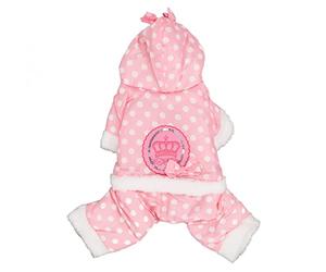 Dog Winter Coat Warm Thickened Skin Friendly One Piece Hoodie, Dog Warm Winter Jacket with Snap Closure, Cute Dots Design Pet Cold Weather Clothing for Small Medium Large (M)