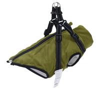 Dog Winter Coat with Built-in Harness - Waterproof Warm Fleece Jacket with Reflective Strips & Zipper, Adjustable Red Pet Coat for Outdoor Walks in Cold Weather, Army green, L32
