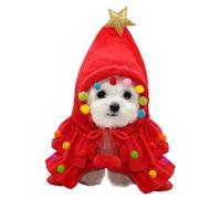 Dog Winter Coat with Hat, Christmas Warm Pet Cape, Unique Shawl Shape Christmas Pet Dress Up for Medium, Small, and Large Dogs, Festive Holiday Dog Apparel Color Red