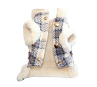 Dog Winter Coats for Small Dogs British Style Fleece Dog Jacket Coat with D-Ring Cute Puppy Clothes Dogs Jumper Soft Warm Fleece Vest Clothing Windproof Cold Weather Pet Chihuahua Apparel (Blue, L)
