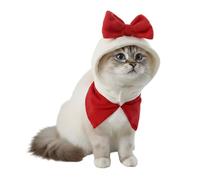 Dog Winter Hat, Red/Green Thick Pet Winter Hat with Bow Topper, Windproof Warm Cap for Dogs Cats