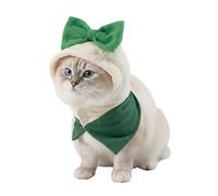 Dog Winter Hat, Red/Green Thick Pet Winter Hat with Bow Topper, Windproof Warm Cap for Dogs Cats