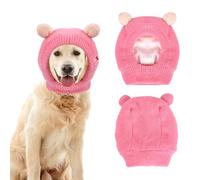 Dog Winter Hat,Winter Dog Warm Hat Wacky Cute Cat Fluffy Warm Cap Knitted Pet Hat Bear Ears Design Dog Headwear Hat Pet Supplies for Kitty Puppy Small Medium Large Dogs (Pink)