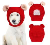 Dog Winter Hat,Winter Dog Warm Hat Wacky Cute Cat Fluffy Warm Cap Knitted Pet Hat Bear Ears Design Dog Headwear Hat Pet Supplies for Kitty Puppy Small Medium Large Dogs (Red)