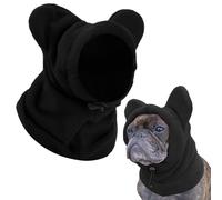 Dog Winter Hat with Ears, Cold Weather Warm Hat, Soft Ears Hoodie Dog Headwear, Adjustable Windproof Fleece Cap, Quiet Ear Wrap Cover Muffs Noise Protection for Pets Walking Hiking (Black, M)