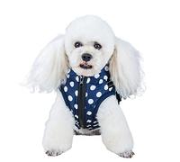 Dog Winter Jacket Coat Vest Polka-dot Printed Zipper with D Ring Puppy Cozy Hiking Girl(Blue dots,2XL)