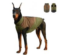 Dog Winter Jacket with D-Ring,Windproof Warm Pet Color Blocking Vest Dog Cold Weather Coat for Small Medium Large Dogs_3XL(Army Green & Khaki)