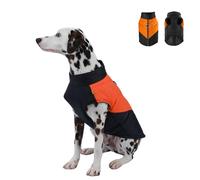 Dog Winter Jacket with D-Ring,Windproof Warm Pet Color Blocking Vest Dog Cold Weather Coat for Small Medium Large Dogs_4XL(Black & Orange)