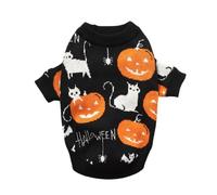 Dog Winter Sweater Knitted Pet Clothes For Small Medium Dogs Halloween Pumpkin Print Dog Clothing Apparel for Party Pet Supplies(Black,XL)