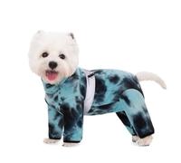 Dog Winter Warm Clothing,Dog Full Coverage Fleece Onesies Pajamas,Adjustable Chest Reflective Strip Dog Jumpsuits Four-Legged Clothing for Small Medium Dogs_L(Blue & Black)