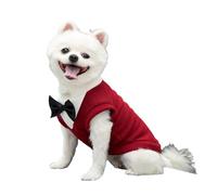 Dog Winter Warm Clothing, Pet Wedding Jacket Formal Vest with Bow D-Ring,Cat Dog Cold Weather Outfit Prince Suit Clothes for Cat Puppy Small Medium Large Dogs_XS(Red)