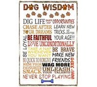 Dog Wisdom Inspirational Quote Rules for Positive Living Metal Plaque Vintage Tin Sign Wall Decor Bar Pub Home Poster 12x8 Inch