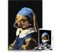 Dog with A Pearl Earring Adults 1000 Pieces Puzzle Strategic Thinking Learning Game Ideal Meaningful Gift for Any Event Size 38x52cm