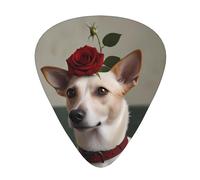 dog with a red rose Prints Guitar Picks - 12-Piece Set with 3 Different Thicknesses, Suitable for Electric and Acoustic Guitars