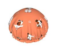 Dog With Big Bones Print Shower Cap Reusable Bath Cap Double Layer Bath Hair Caps, Keeps Hair Dry, Fits All Head