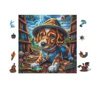 Dog with Book 100 Piece Pack Classic Jigsaw Puzzle Couple Puzzle Partners Ultra Difficult Wall Decor Easter New Year Gift Thick Paperboard 28x28cm