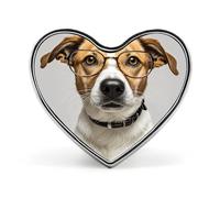 Dog with Glasses Button Pin Heart Shape Metal Lapel Pins Badges Personalized Pinback Button Badges Novelty Funny Enamel Pins Fashion Cute Heart Brooch Pin for Backpacks Jackets Bags