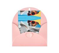 Dog With Glasses Reading Newspaper Ocean Beach Printing Notecards With Envelopes,Vertical Love Buckle Blank Pearl Paper Packaging Holiday Greeting