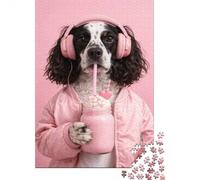 Dog with Headphones Drinking a Smoothie Jigsaw Puzzle, 1000 Piece