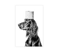 Dog with Toilet Paper on Head Poster Decor Canvas Poster Wall Art Decor Print Picture Paintings for Living Room Bedroom Decoration 16x24inch(40x60cm)