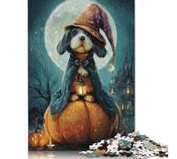 Dog Wizard on Pumpkin Halloween Night Puzzles for Adults & Teenagers Puzzles for Adults & Teenager Fun Puzzles Games 500pcs (52x38cm)