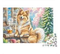 Dog Wooden Cabin 1000 Piece Jigsaw Puzzle Jigsaw Puzzle for Adults Tea Scene Relax Focus Gift Home 38x26cm/1000pcs