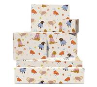Dog Wrapping Paper - 6 Sheets Of Gift Wrap - Dogs In Coats - Rainbow Strawberry Smiley Face Star - Birthday Wrapping Paper For Girls Women Teenagers - Recyclable - By Central 23