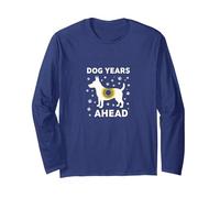 Dog Years Ahead: Playful Pet Lover Paw Long Sleeve T-Shirt, Adult Unisex, Navy, L