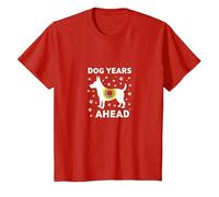 Dog Years Ahead: Playful Pet Lover Paw T-Shirt, Kids, Red, 12 Years