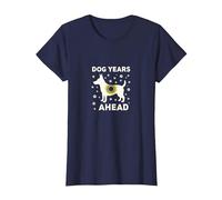 Dog Years Ahead: Playful Pet Lover Paw T-Shirt, Women, Navy, L