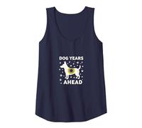 Dog Years Ahead: Playful Pet Lover Paw Tank Top, Women, Navy, M