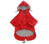 Dog Zip Up Raincoat with Reflective, Rain/Water Resistant, Adjustable Drawstring, Removable Hood, Raincoats with Legs 4kg to 36kg Available - Red - Small