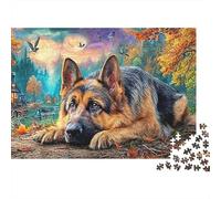 Dog1000 Piece Thick Cardboard Lying German Shepherd Jigsaw Puzzle Multi Pack Adult Teen Fans Cognitive Development Stress Relief Home Decor 38x26cm/1000pcs