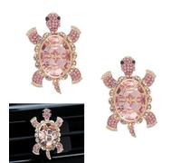 Dogary 2 PCS Car Air Vent Clip, Sparkling Rhinestone 3D Stereo Sea Turtles Air Conditioning Vent Clips, Cute Beach Themed Decor Ornament Accessory, Universal for Most Cars, Trucks, SUVs (Pink)