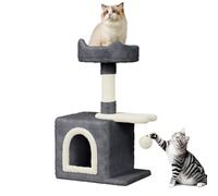 Dogat 28 inch Small Cat Tree, Multi-Level Stable Cat Tower with Sisal Scratching Posts, Dangling Ball Toy, Cozy Condo & Perch, Indoor Cat Furniture for Playing, Climbing and Relaxation, Dark Grey