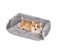 Dogat 4-In-1 Transformable Dog Sofa Bed, Dog and Cat Bed in 4 Shapes with Flannel Surface, Washable Pet Mattress with Pillow Cushion for Small Medium Large Pets, Grey