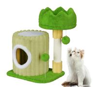 Dogat 53 cm Small Cat Tree, Cat Scratching Post for Indoor Cats, Cat Tower with Cave, Wide Top Perch and 2 Plush Toy Balls, Pet Furniture House for Kittens Pets Climbing, Relaxing, Green