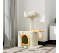 Dogat 70cm Cat Tree Tower with Scratching Posts, Plush Perch & Hanging Toy - Space Saving Cat Activity Centre for Kittens & Small Cats, Soft Fleece & Sisal (Beige)