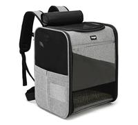 Dogat Cat Carrier Dog Backpack for Pets Up to 15 lbs (7 kg) - Cat Backpack Carrier with Breathable Mesh, Foldable Pet Carrier Bag for Travel, Hiking & Camping - Secure Cat Rucksack Carrier (Grey)