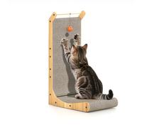 Dogat Cat Scratcher L Shaped Cat Scratching Board 68cm Tall Vertical Scratching Post with Ball Toy Furniture Protector for Indoor Cats Cardboard 68cm